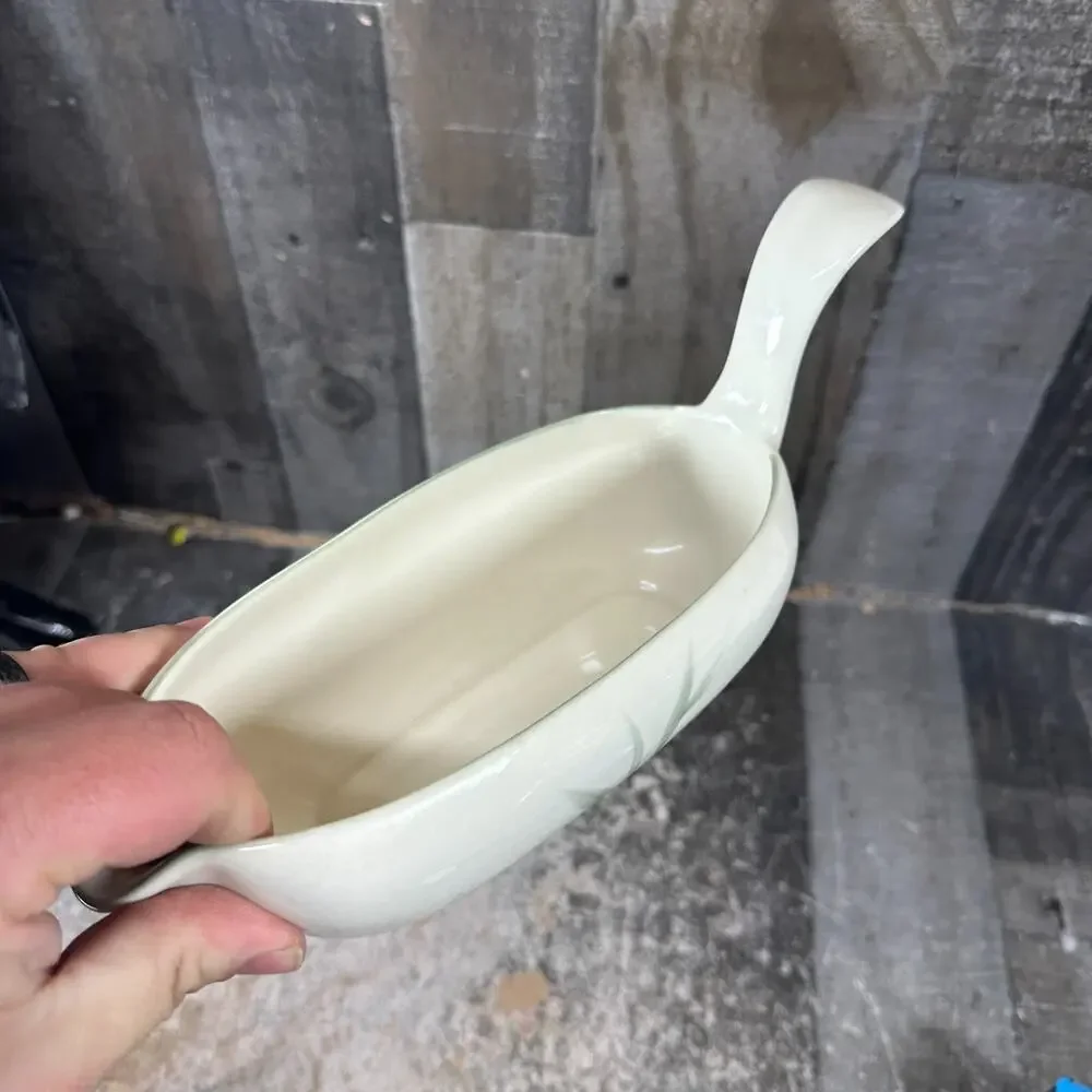 Winfield China‎ Bamboo (Round) Gravy Boat Vintage Handcrafted Green MCM
